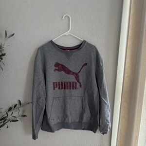 Puma Gray Crewneck Sweatshirt with Maroon Logo